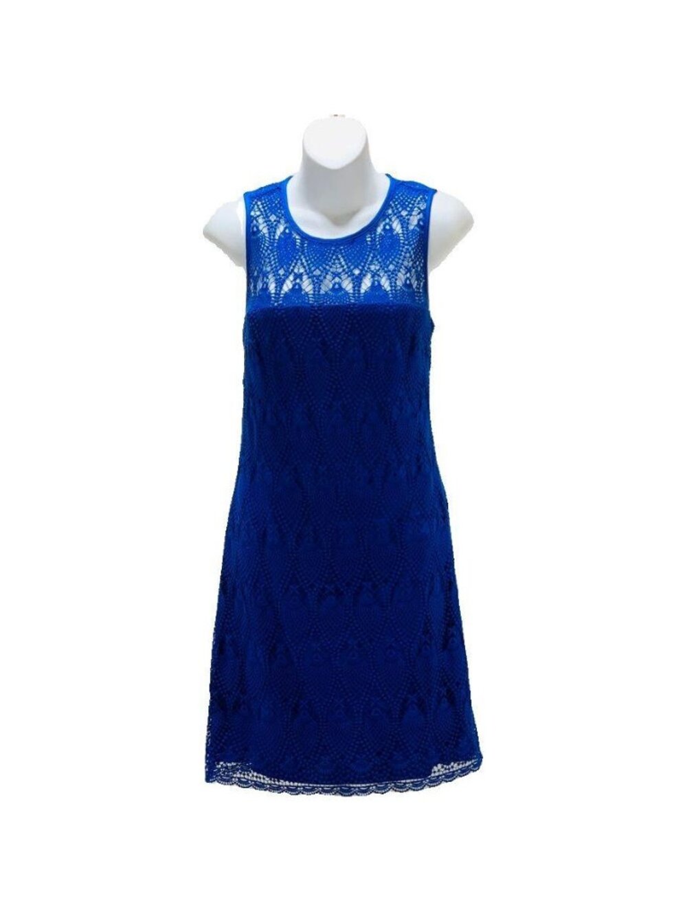 Trina Turk Womens Blue Crochet Lace Sleeveless Dress Size 8 Made Of 100% Cotton